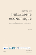 Revue de philosophie économique, v. 20, no 02
